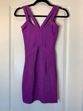 Marciano Purple Bodycon Dress XS Gold Zip Night Out Party Colourful